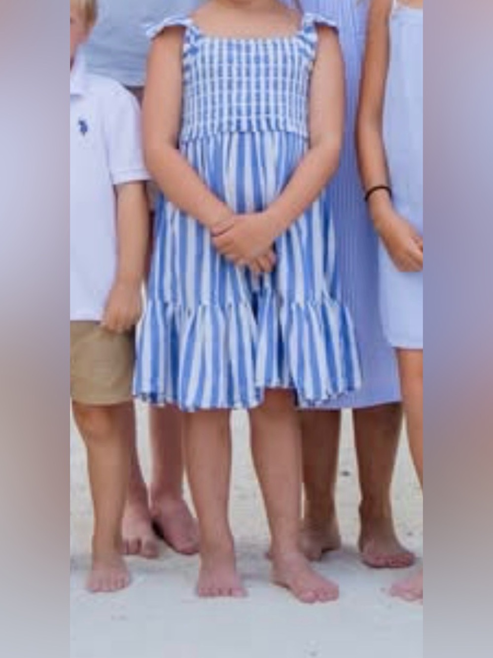 Blue and White Striped Tiered girls dress size 6 cowgirl style